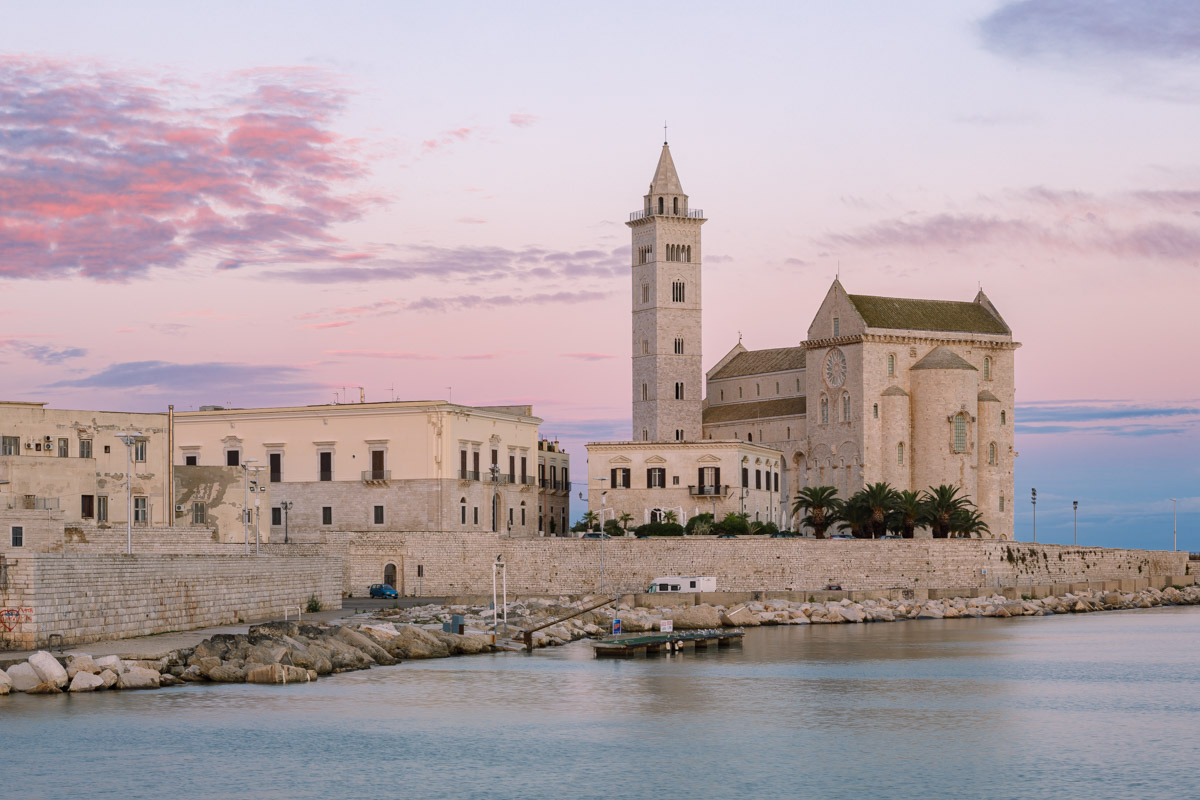 Sunrise over Trani cathedral in Puglia