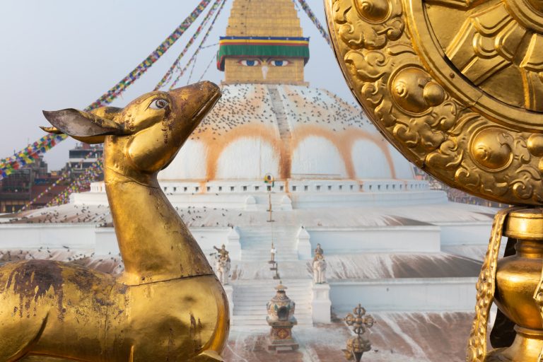 The Great Stupa on Boudhanath Square in central Kathmandu.