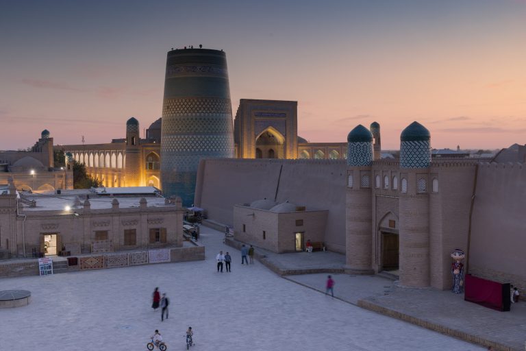 The Itchan Kala walled city of Khiva in Uzbkeistan.