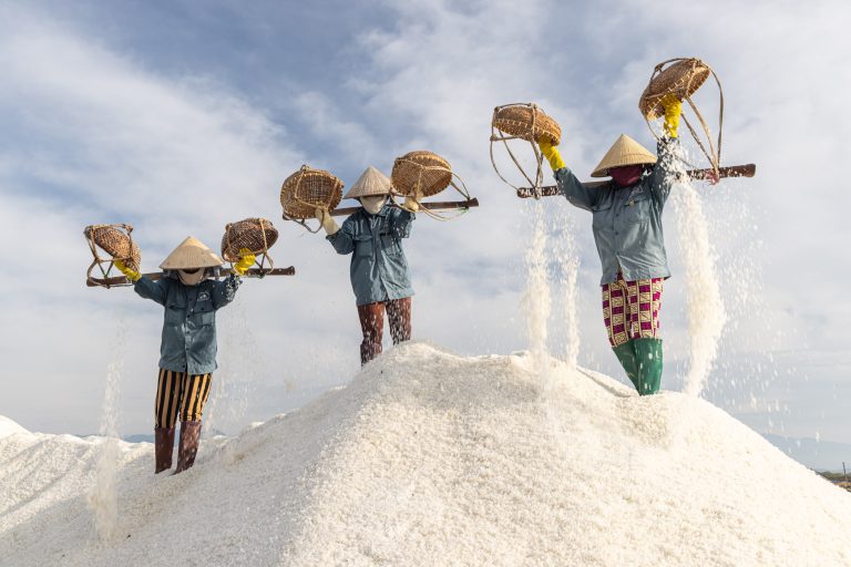 Workers at the Hon Khoi Salt Fields in Central Vietnam.