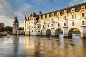 The Chateau de Chenonceau over the rivr Cher, France.